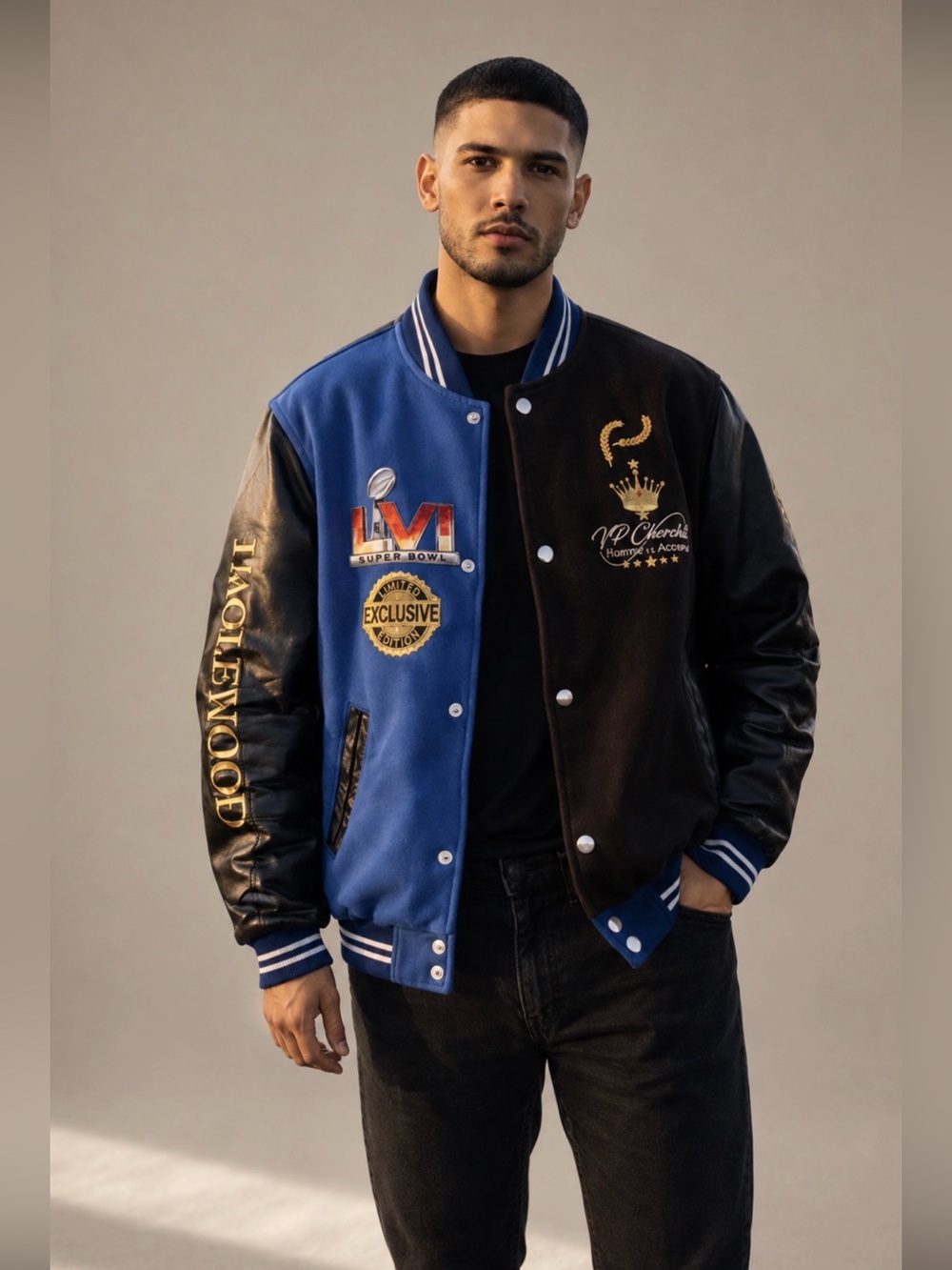 Super Bowl LVI 2022 Pepsi Halftime Show Varsity Jacket Inglewood Leather Limited